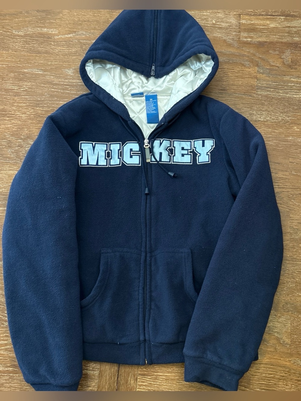 Disney Mickey & Friends Zip Up Hooded Sweatshirt Navy Blue Women’s M Y2K